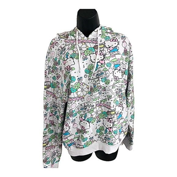 Hello kitty graphic print hello kitty city park monogram cozy hoodie size medium - Picture 3 of 16